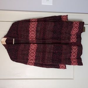Long Patterned Cardigan Sweater Size S